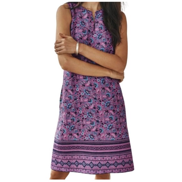 J. Jill Dresses & Skirts - J Jill Love Linen Floral Split Neck Dress Pockets